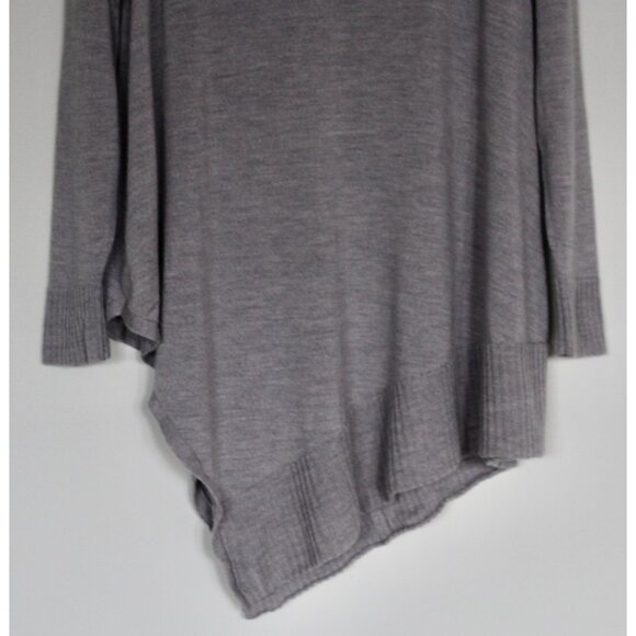 EILEEN FISHER 100% Merino Wool Gray Asymmetrical Cowl Neck Sweater, M Medium - Picture 7 of 9